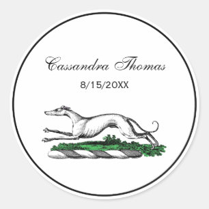 Windhund Whippet Laufend Heraldik-Wappen-Emblem Runder Aufkleber