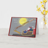 Windhund zieht Santas Schlitten Karte (Gelbe Blume)