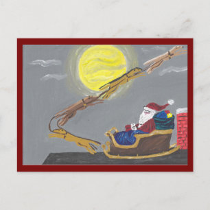 Windhund zieht Santas Schlitten Postkarte