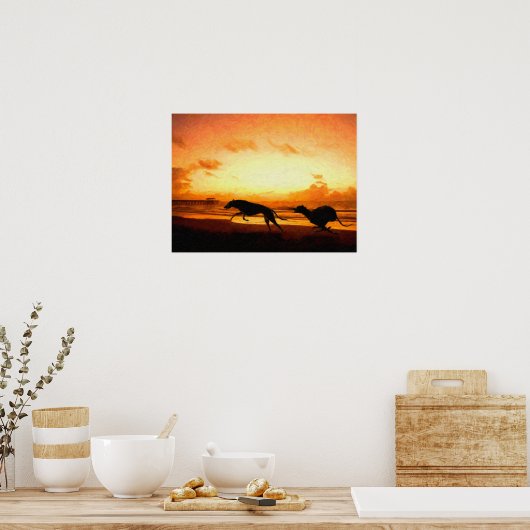 Windhunde am Strand Poster (Küche)