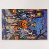 Windhunde beim Süßigkeiten-Sammeln in Halloween-Ko Puzzle (Horizontal)