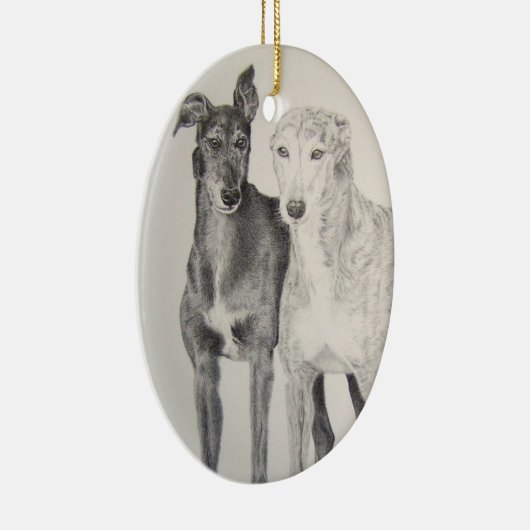 Windhunde Keramik Ornament (Rechts)