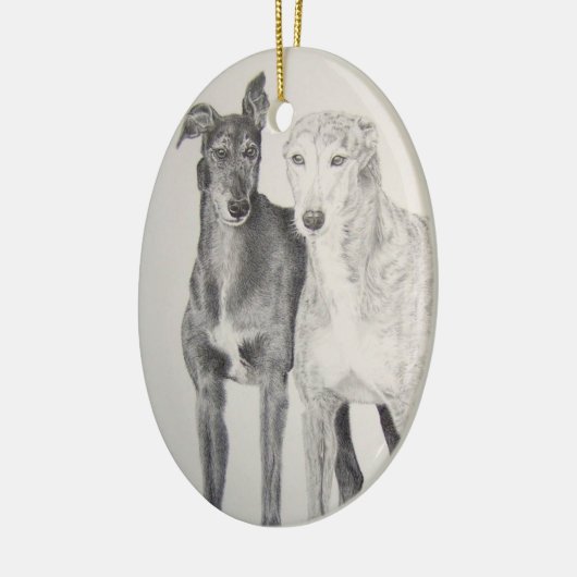 Windhunde Keramik Ornament (Links)