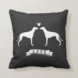 Windhunde Liebe - Hunde Silhouetten mit Herz Kissen