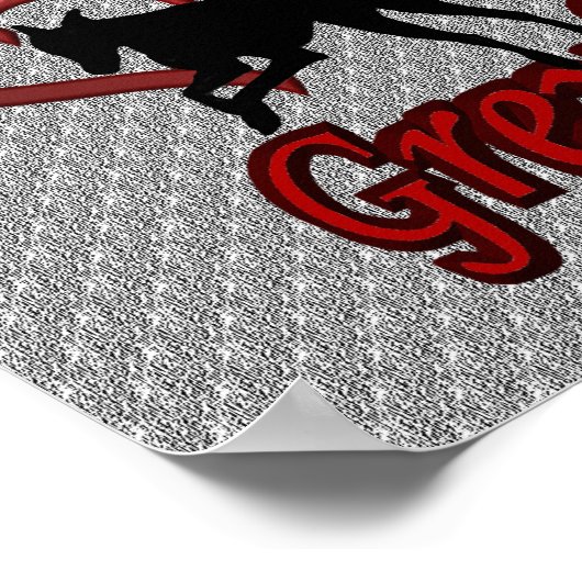 Windhunde und rote Herzen springen Poster (Ecke)