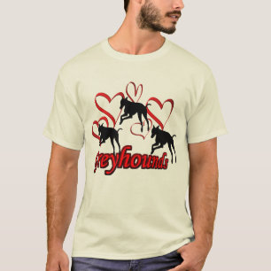 Windhunde und rote Herzen T-Shirt