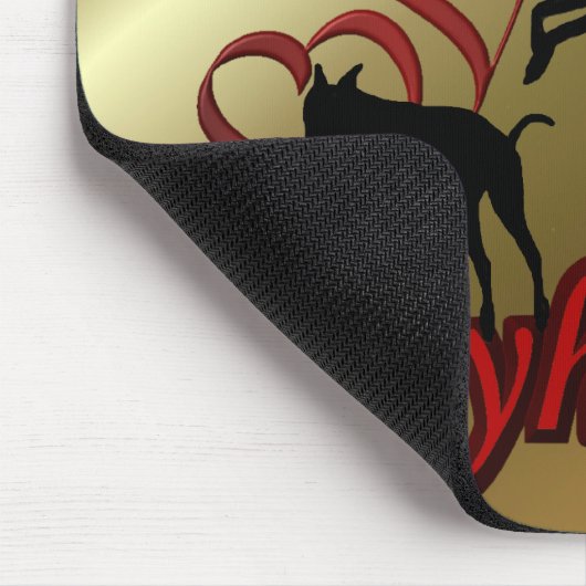 Windhunde und roter Herz-Hund Mousepad (Ecke)