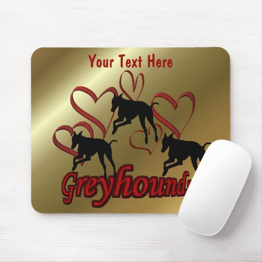 Windhunde und roter Herz-Hund Mousepad (Mit Mouse)