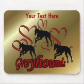 Windhunde und roter Herz-Hund Mousepad (Vorne)