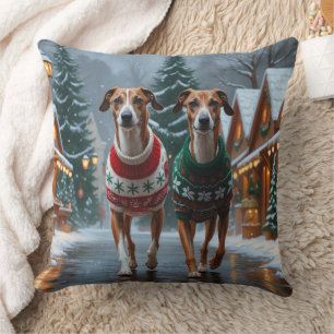 Windhunde Weihnachten Schnee Feiertag Kissen