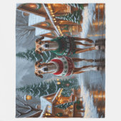 Windhunde Weihnachten Schnee Urlaub Fleecedecke (Vorderseite)