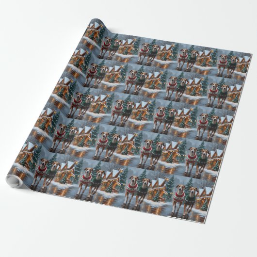 Windhunde Weihnachten Schnee Urlaub Geschenkpapier (Ungerollt)