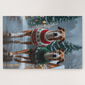 Windhunde Weihnachten Schnee Urlaub Puzzle (Horizontal)