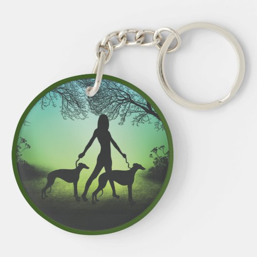 Windhunde zu Fuß Schlüsselanhänger (Rückseite)