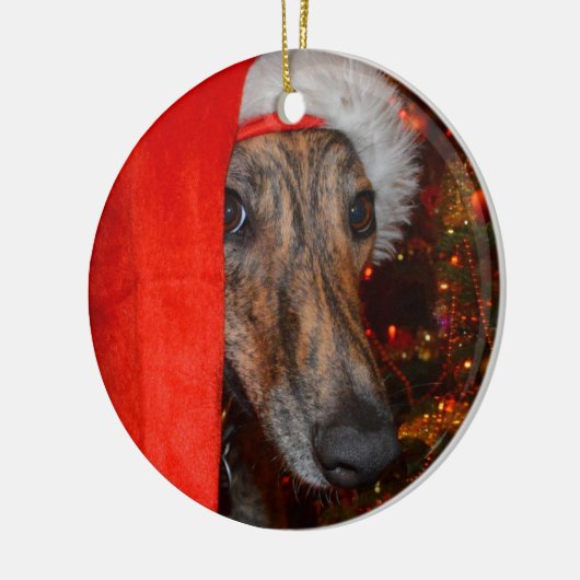 Windhundlurcher-Sankt-Weihnachten Keramik Ornament (Links)