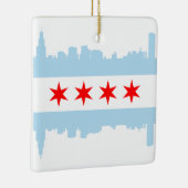 Windige Stadt-Skyline-Chicago-Flagge Keramikornament (Rechts)