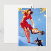 Windiger Tag Pin Up Postkarte (Vorne/Hinten)