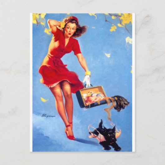 Windiger Tag Pin Up Postkarte (Vorderseite)