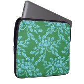 Winding Peony Woodcut in Green and Aqua Laptopschutzhülle (Vorne Rechts)