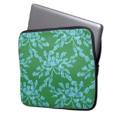 Winding Peony Woodcut in Green and Aqua Laptopschutzhülle (Vorderseite Links)