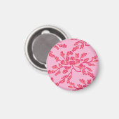 Winding Peony Woodcut in Pink and Orange Magnet (Vorderseite/Rückseite)