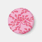 Winding Peony Woodcut in Pink and Orange Magnet (Vorne)