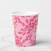 Winding Peony Woodcut Pink + Orange Personalized Pappbecher (Links)