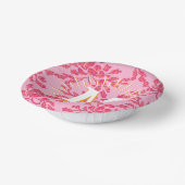 Winding Peony Woodcut Pink + Orange Personalized Pappteller (Gewinkelt)