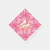 Winding Peony Woodcut Pink + Orange Personalized Serviette (Ecke)