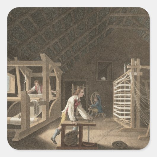 Winding, Warping with a New Improved Warping Mill Quadratischer Aufkleber (Vorderseite)