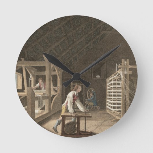 Winding, Warping with a New Improved Warping Mill Runde Wanduhr (Vorderseite)