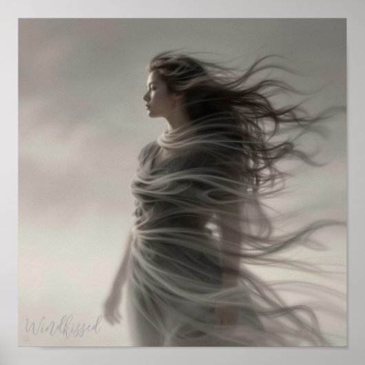 Windkissed - AI Fantasy Digitalkunst-Druck Poster (Vorne)