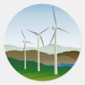 Windkraftanlage am See Runder Aufkleber (Vorderseite)