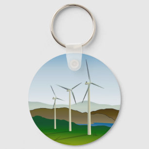 Windkraftanlage durch See Schlüsselanhänger