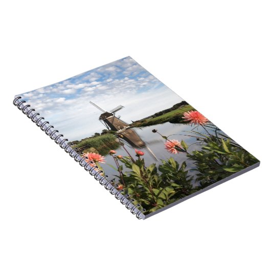 Windmill and flowers in Holland notebook Notizblock (Rechte Seite)
