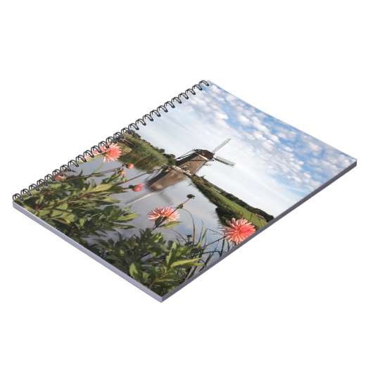Windmill and flowers in Holland notebook Notizblock (Linke Seite)