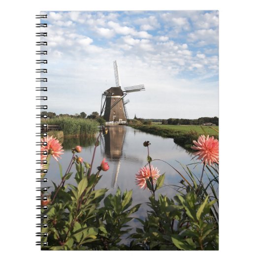 Windmill and flowers in Holland notebook Notizblock (Vorderseite)