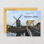 Windmill and Leiden Windmill Bridge Netherlands Postkarte (Vorne/Hinten)