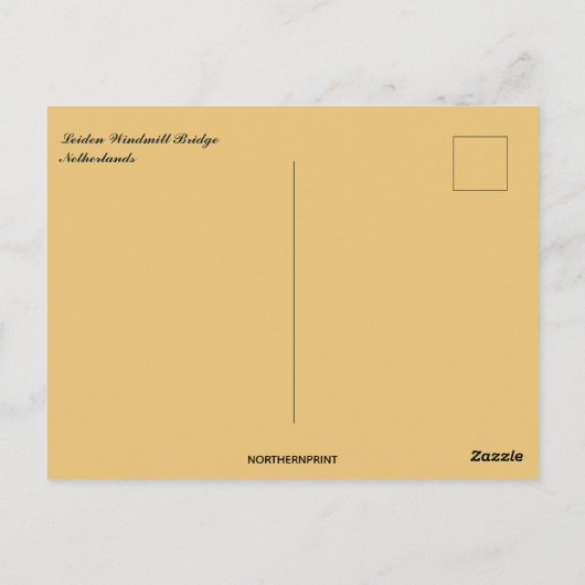 Windmill and Leiden Windmill Bridge Netherlands Postkarte (Rückseite)