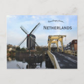 Windmill and Leiden Windmill Bridge Netherlands Postkarte (Vorderseite)