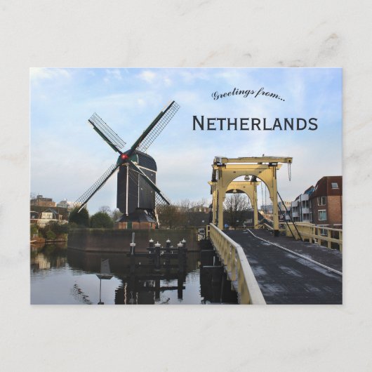 Windmill and Leiden Windmill Bridge Netherlands Postkarte (Vorderseite)