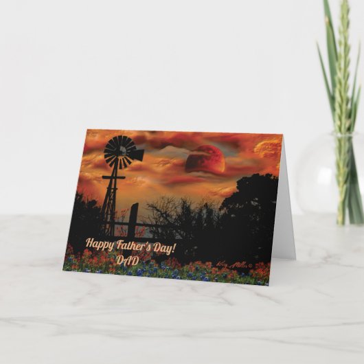 Windmill And Orange Moon Karte (Vorderseite)