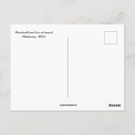 Windmill and Tree bei Sunset in Oklahoma USA Postkarte (Rückseite)