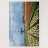 Windmill and tulips landscape in Holland Puzzle (Vertikal)