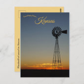 Windmill bei Sunset in Kansas Postkarte (Vorne/Hinten)