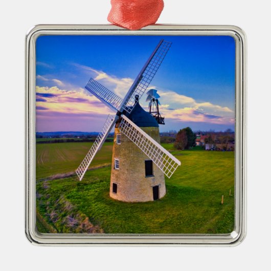 Windmill Blue Sky Ornament Aus Metall (Vorne)