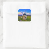 Windmill Blue Sky Quadratischer Aufkleber (Tasche)