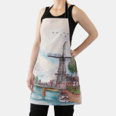 Windmill De Adriaan Haarlem Niederlande Watercolor Schürze (InSitu)