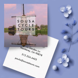 Windmill Dutch Kinderdijk Foto Travel Tourismus Quadratische Visitenkarte