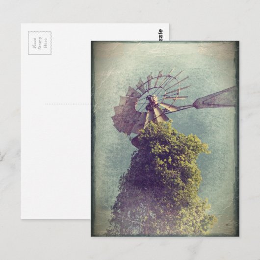 Windmill Grunge Postkarte (Vorne/Hinten)